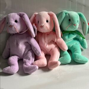 Set of 3 Plush Toys TY beanie baby bunnies New!